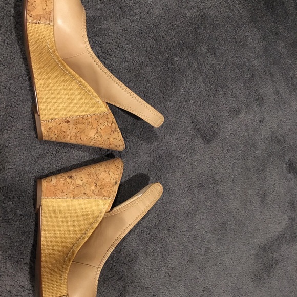 Market leather sling-back cork wedges - Picture 2 of 8